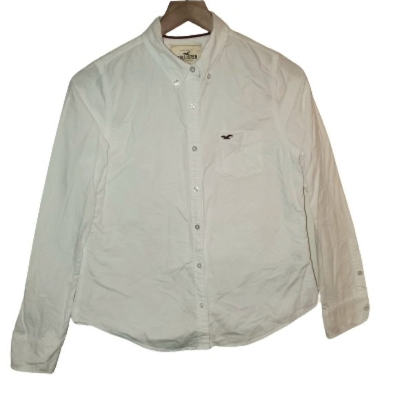 Hollister Wmns White Button Down Long Sleeve Shirt - Picture 2 of 7